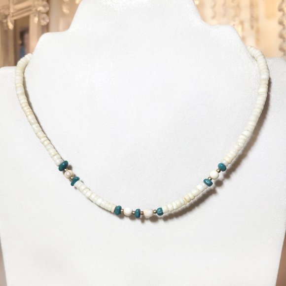🏖️y2k Bohemian Style Coconut Shell & Turquoise Beads Unisex Surfer Necklace - Picture 4 of 5